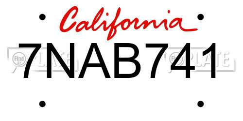 7NAB741 California License Plate
