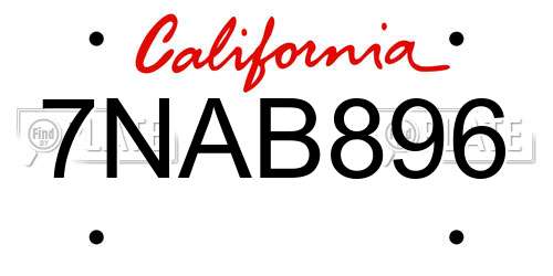 7NAB896 California License Plate