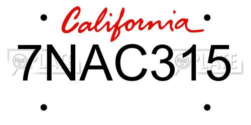 7NAC315 California License Plate