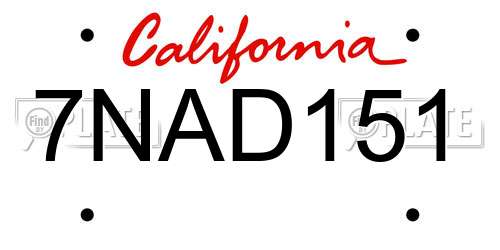 7NAD151 California License Plate