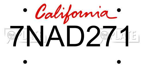7NAD271 California License Plate