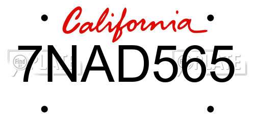 7NAD565 California License Plate