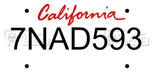 7NAD593 California License Plate