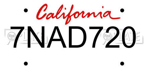 7NAD720 California License Plate