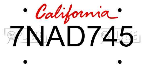 7NAD745 California License Plate