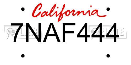 7NAF444 California License Plate