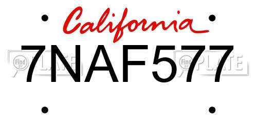 7NAF577 California License Plate