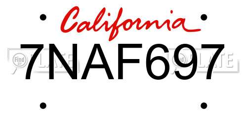 7NAF697 California License Plate