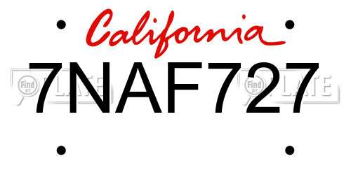 7NAF727 California License Plate