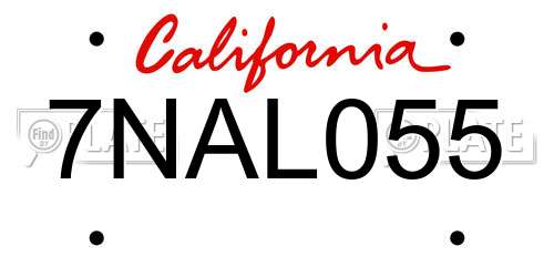 7NAL055 California License Plate