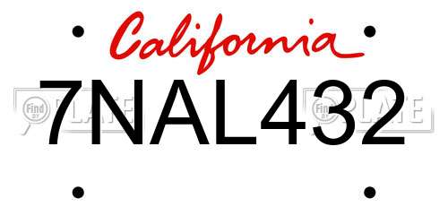 7NAL432 California License Plate