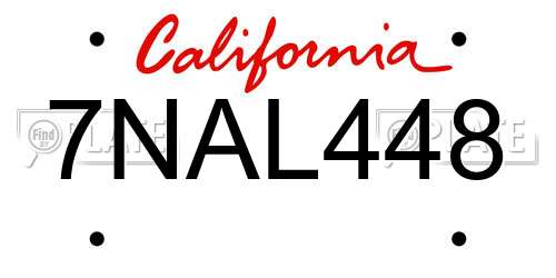 7NAL448 California License Plate