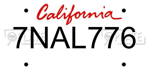 7NAL776 California License Plate