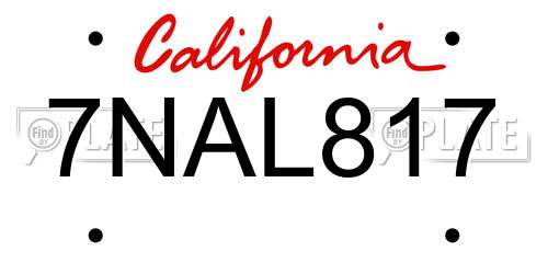 7NAL817 California License Plate
