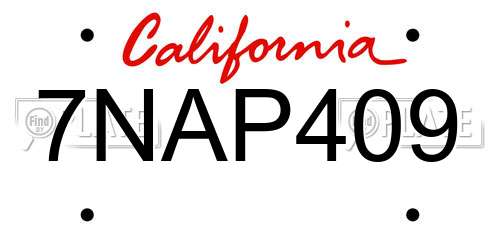 7NAP409 California License Plate