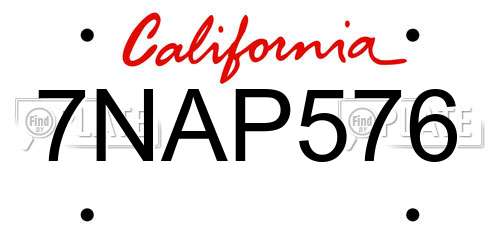 7NAP576 California License Plate