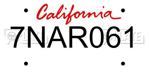 7NAR061 California License Plate
