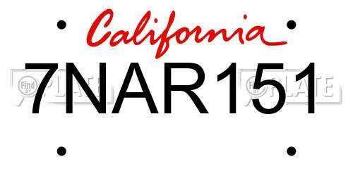 7NAR151 California License Plate