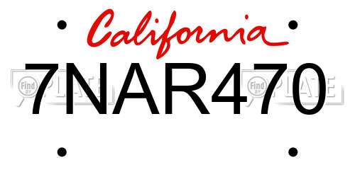 7NAR470 California License Plate