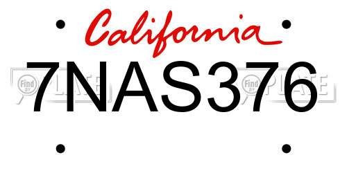 7NAS376 California License Plate