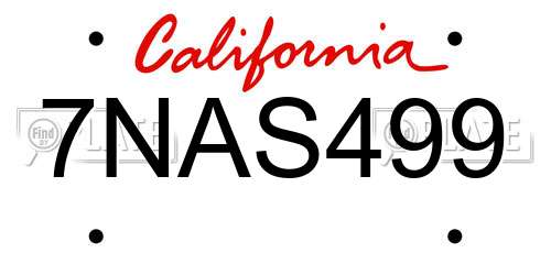 7NAS499 California License Plate