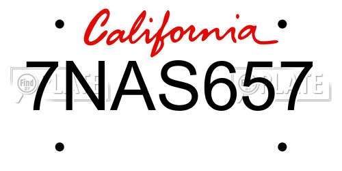 7NAS657 California License Plate