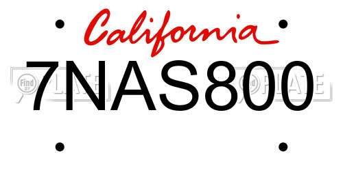 7NAS800 California License Plate