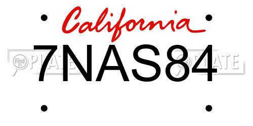 7NAS84 California License Plate