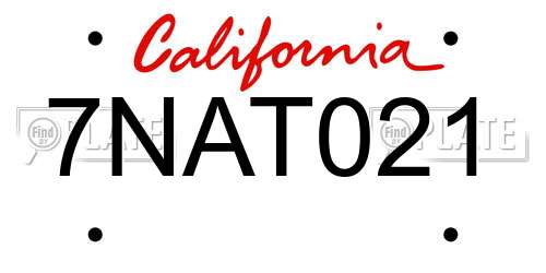 7NAT021 California License Plate
