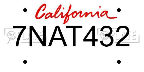 7NAT432 California License Plate