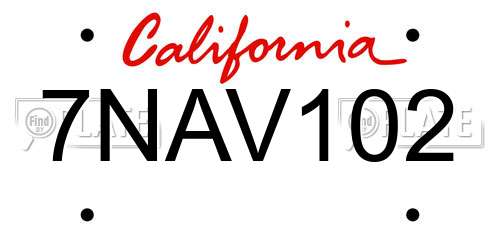 7NAV102 California License Plate