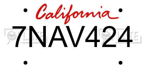 7NAV424 California License Plate