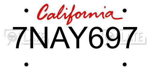 7NAY697 California License Plate