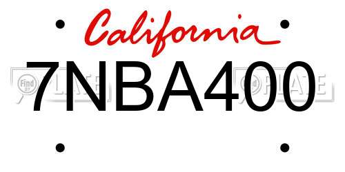 7NBA400 California License Plate