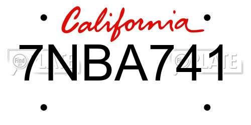 7NBA741 California License Plate
