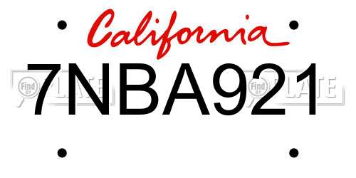 7NBA921 California License Plate