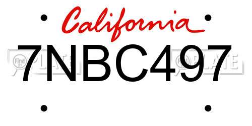 7NBC497 California License Plate