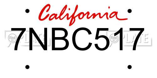 7NBC517 California License Plate