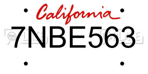 7NBE563 California License Plate