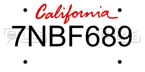 7NBF689 California License Plate