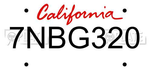 7NBG320 California License Plate