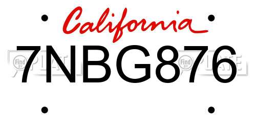 7NBG876 California License Plate