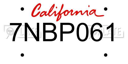 7NBP061 California License Plate