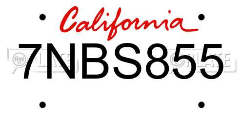7NBS855 California License Plate