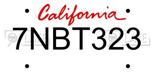 7NBT323 California License Plate