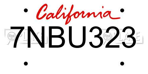 7NBU323 California License Plate