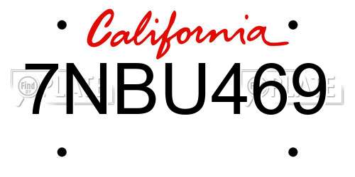 7NBU469 California License Plate