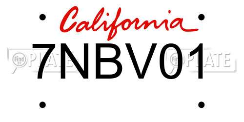 7NBV01 California License Plate