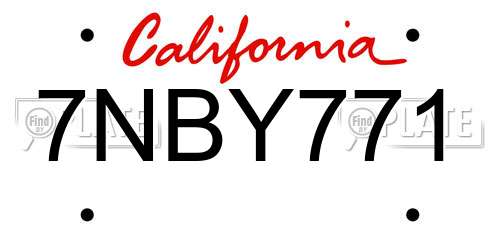 7NBY771 California License Plate