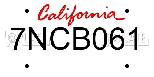 7NCB061 California License Plate